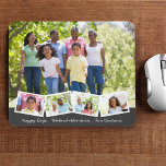 5 Photo Collage Zigzag Photo Strip and Custom Text Mouse Pad<br><div class="desc">When you need a reminder on your desk of all the good times - this custom photo mouse pad is a great place to look. The template is set up ready for you to add 5 photos and your motivating custom text. The main photo will be used as the background...</div>