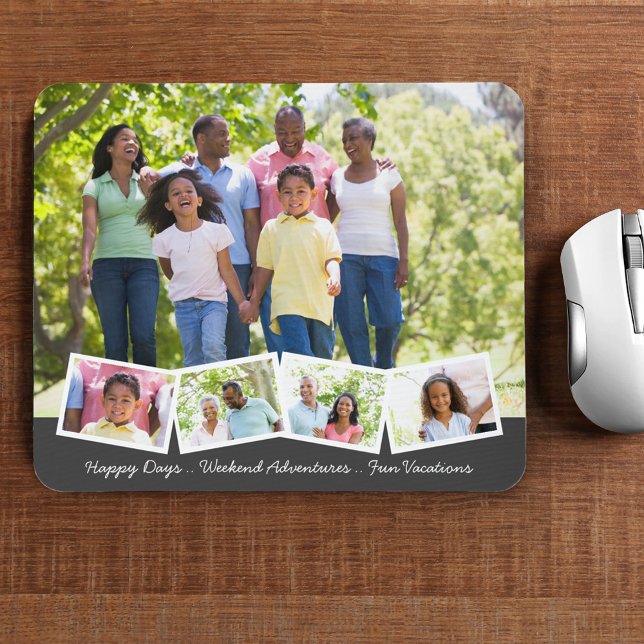 5 Photo Collage Zigzag Photo Strip and Custom Text Mouse Pad (Creator Uploaded)