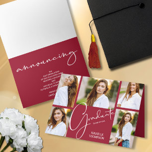 5 Photo Crimson Graduation Announcement