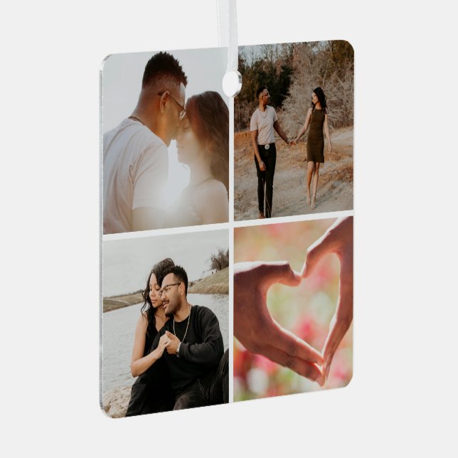 5 Photo Custom Collage Personalized Metal Ornament (Front Right)