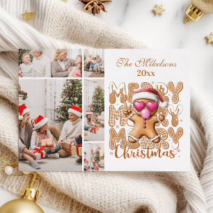 5 Photo Cute Gingerbread Christmas Holiday Card