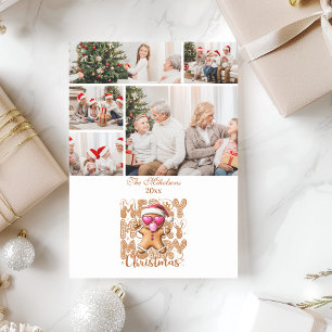 5 Photo Cute Gingerbread Merry Christmas Holiday Card