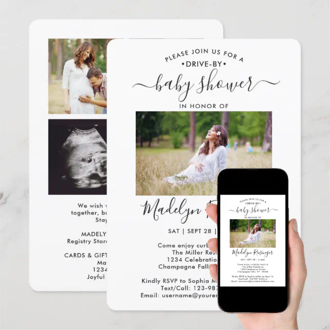 5 Photo DriveBy Social Distancing Baby Shower Invitation Zazzle