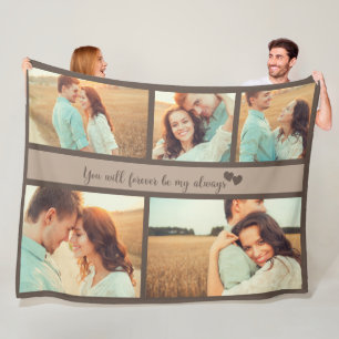 5 Photo Engagement Wedding Love Quote Forever Fleece Blanket