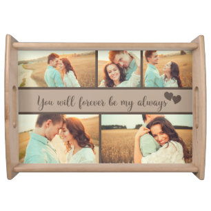 5 Photo Engagement Wedding Quote Serving Tray