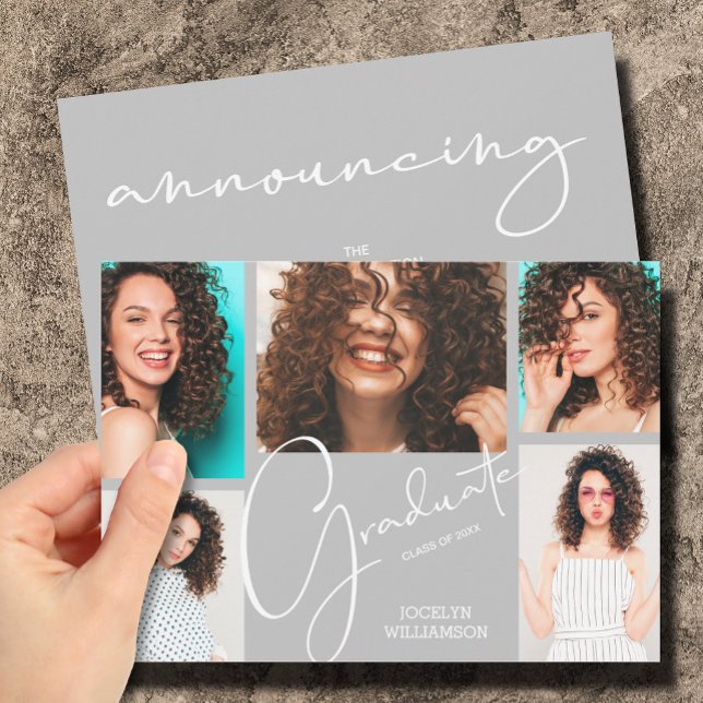5 Photo Gray Graduation Invitation (Creator Uploaded)