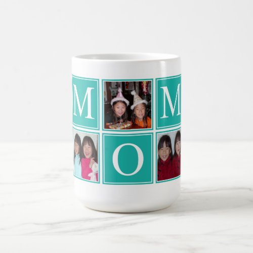 5 Photo Heartfelt Turquoise Collage MOM Mug