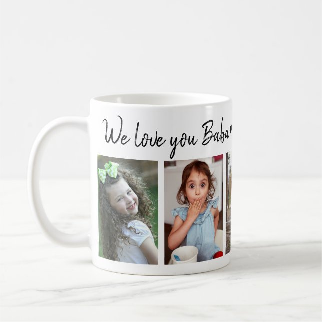  5 Photo Love You Baba Grandpa Father's Day 2023 Coffee Mug (Left)
