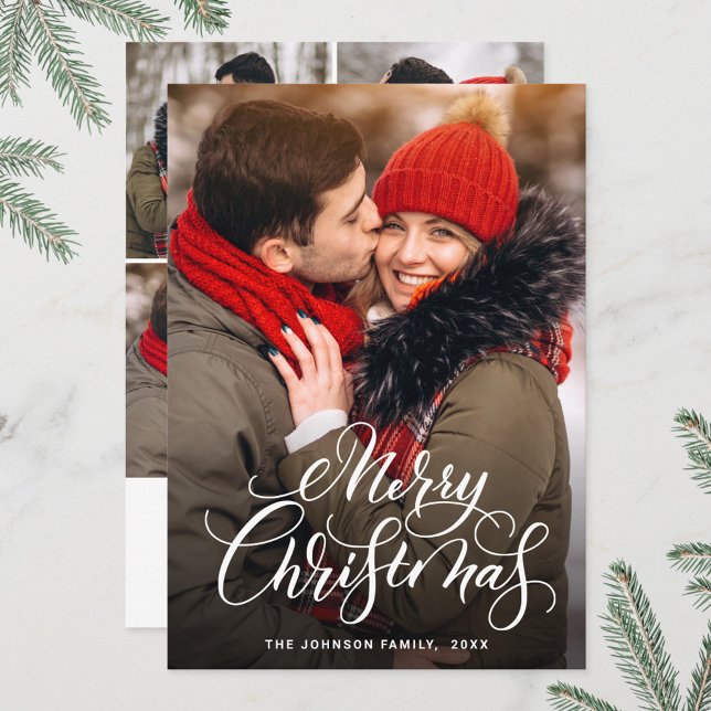 5 PHOTO Modern Merry Christmas Greeting Holiday Card (Creator Uploaded)