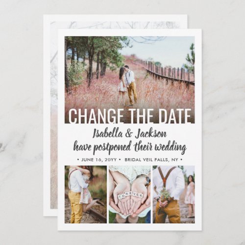 5 Photo Modern Minimal Wedding Postpone  Change  Save The Date