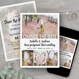 5 Photo Modern Minimal Wedding Postpone   Change   Save The Date