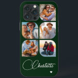 5 Photo Modern Trendy Simple Personalized Name iPhone 13 Pro Max Case<br><div class="desc">5 Photo Modern Trendy Simple Heart Personalized Name iPhone Phone Cases features five of your favorite photos with your personalized name in elegant white calligraphy script accented with a love heart. Personalize by editing the text in the text box provided. Perfect for birthday, Christmas, Mother's Day, baby showers, bridal showers,...</div>