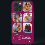 5 Photo Modern Trendy Simple Personalized Name iPhone 13 Pro Max Case<br><div class="desc">5 Photo Modern Trendy Simple Heart Personalized Name iPhone Phone Cases features five of your favorite photos with your personalized name in elegant white calligraphy script accented with a love heart. Personalize by editing the text in the text box provided. Perfect for birthday, Christmas, Mother's Day, baby showers, bridal showers,...</div>