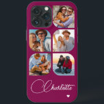 5 Photo Modern Trendy Simple Personalized Name iPhone 13 Pro Max Case<br><div class="desc">5 Photo Modern Trendy Simple Heart Personalized Name iPhone Phone Cases features five of your favorite photos with your personalized name in elegant white calligraphy script accented with a love heart. Personalize by editing the text in the text box provided. Perfect for birthday, Christmas, Mother's Day, baby showers, bridal showers,...</div>