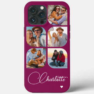 5 Photo Modern Trendy Simple Personalized Name iPhone 13 Pro Max Case
