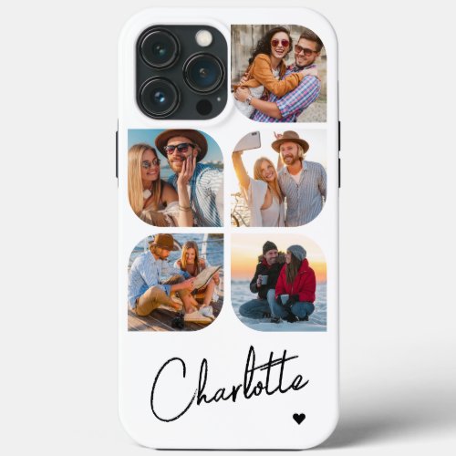 5 Photo Modern Trendy Simple Personalized Name iPhone 13 Pro Max Case