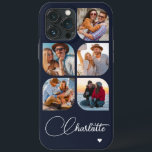 5 Photo Modern Trendy Simple Personalized Name iPhone 13 Pro Max Case<br><div class="desc">5 Photo Modern Trendy Simple Heart Personalized Name iPhone Phone Cases features five of your favorite photos with your personalized name in elegant white calligraphy script accented with a love heart. Personalize by editing the text in the text box provided. Perfect for birthday, Christmas, Mother's Day, baby showers, bridal showers,...</div>