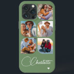 5 Photo Modern Trendy Simple Personalized Name iPhone 13 Pro Max Case<br><div class="desc">5 Photo Modern Trendy Simple Heart Personalized Name iPhone Phone Cases features five of your favorite photos with your personalized name in elegant white calligraphy script accented with a love heart. Personalize by editing the text in the text box provided. Perfect for birthday, Christmas, Mother's Day, baby showers, bridal showers,...</div>