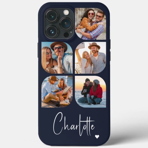 5 Photo Modern Trendy Simple Personalized Name iPhone 13 Pro Max Case