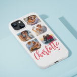 5 Photo Modern Trendy Simple Personalized Name iPhone 13 Pro Max Case<br><div class="desc">5 Photo Modern Trendy Simple Heart Personalized Name iPhone Phone Cases features five of your favorite photos with your personalized name in elegant pink calligraphy script accented with a love heart. Personalize by editing the text in the text box provided. Perfect for birthday, Christmas, Mother's Day, baby showers, bridal showers,...</div>