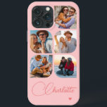 5 Photo Modern Trendy Simple Personalized Name iPhone 13 Pro Max Case<br><div class="desc">5 Photo Modern Trendy Simple Heart Personalized Name iPhone Phone Cases features five of your favorite photos with your personalized name in elegant pink calligraphy script accented with a love heart. Personalize by editing the text in the text box provided. Perfect for birthday, Christmas, Mother's Day, baby showers, bridal showers,...</div>