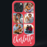 5 Photo Modern Trendy Simple Personalized Name iPhone 13 Pro Max Case<br><div class="desc">5 Photo Modern Trendy Simple Heart Personalized Name iPhone Phone Cases features five of your favorite photos with your personalized name in elegant white calligraphy script accented with a love heart. Personalize by editing the text in the text box provided. Perfect for birthday, Christmas, Mother's Day, baby showers, bridal showers,...</div>