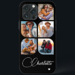 5 Photo Modern Trendy Simple Personalized Name iPhone 13 Pro Max Case<br><div class="desc">5 Photo Modern Trendy Simple Heart Personalized Name iPhone Phone Cases features five of your favorite photos with your personalized name in elegant white calligraphy script accented with a love heart. Personalize by editing the text in the text box provided. Perfect for birthday, Christmas, Mother's Day, baby showers, bridal showers,...</div>