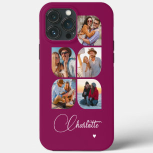 5 Photo Modern Trendy Simple Personalized Name iPhone 13 Pro Max Case