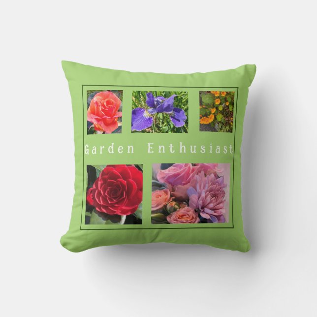 5-Photo My Favorite Flowers Template Throw Pillow (Front)