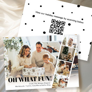 5 Photo Oh What Fun Christmas QR Code Holiday Card