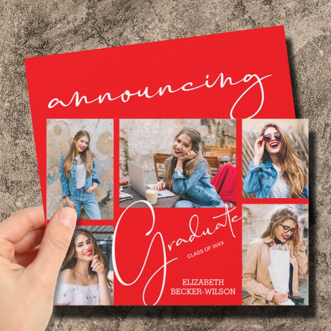 5 Photo Red Graduation Announcements (Creator Uploaded)