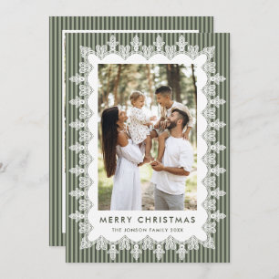 5 Photo Retro Christmas Elegant Vintage Lace Frame Holiday Card