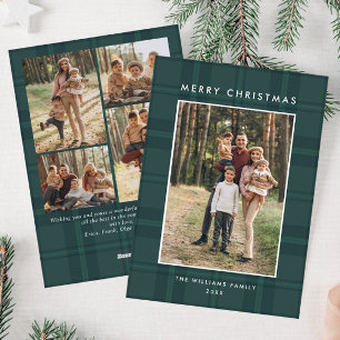 5 Photo Retro Christmas Plaid Greeting Holiday Card