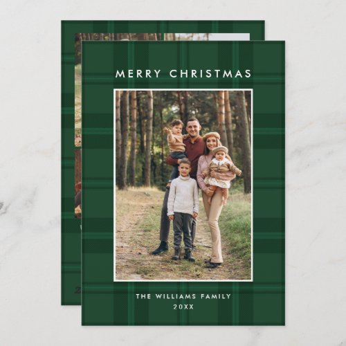 5 Photo Retro Christmas Plaid Greeting Holiday Card