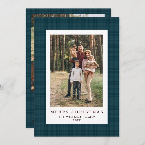 5 Photo Retro Christmas Plaid Greeting Holiday Card