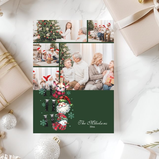 5 Photo Retro Santa & Friends Christmas Holiday Card (Creator Uploaded)