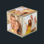 5 Photo Sage Green Gold Engagement Cube<br><div class="desc">Sage green and gold engagement photo cube with space for 5 photos.</div>