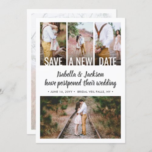 5 Photo Simple Modern Wedding Postponement Change Save The Date