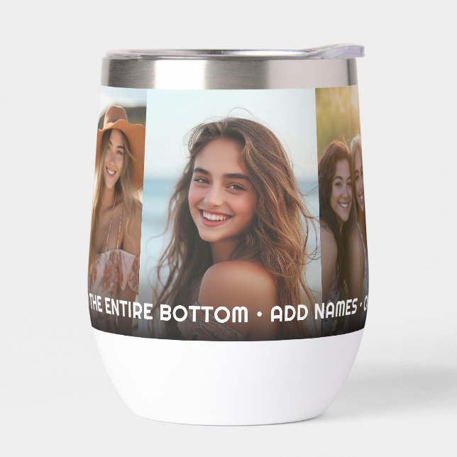 5 Photo Template Modern Minimal Text Over Photo Thermal Wine Tumbler (Left)