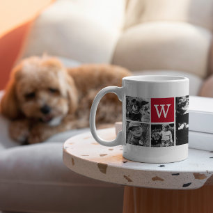 5-Photo Template Personalized Monogram Coffee Mug
