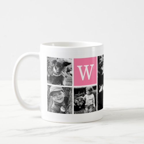 5_Photo Template Pink Monogram Coffee Mug