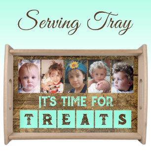 5 photo time for treats brown green rustic serving tray