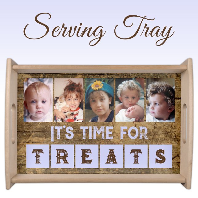 5 photo time for treats brown purple rustic serving tray (Creator Uploaded)
