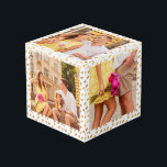 5 Photo White Gold Engagement Cube<br><div class="desc">White and gold engagement photo cube with space for 5 photos.</div>