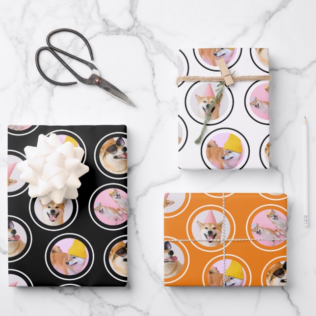 5 Photograph random scattered pattern personalized Wrapping Paper Sheets (Front)