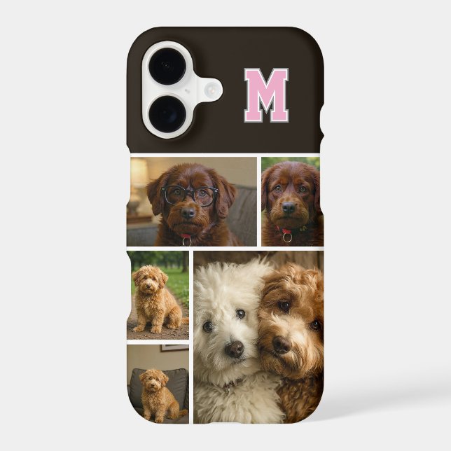 5 Photos and Personalized Monogram Custom Collage iPhone Case (Back)