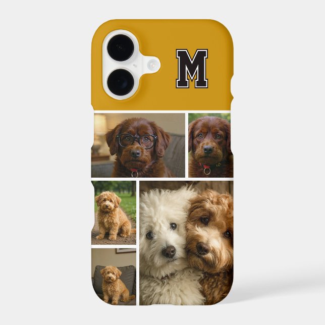 5 Photos and Personalized Monogram Custom Collage iPhone Case (Back)