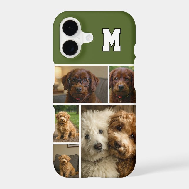 5 Photos and Personalized Monogram Custom Collage iPhone Case (Back)