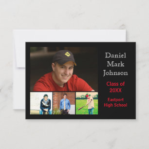 5 Photos Collage - 3x5 Graduation Announcement