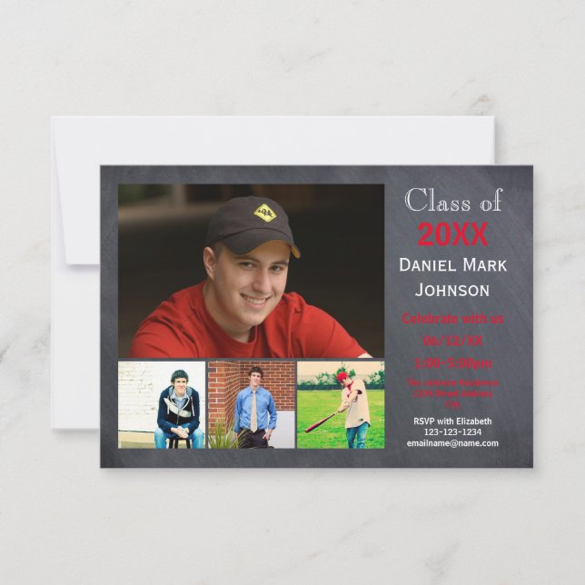 5 Photos Collage - 3x5 Graduation Announcement (Front)